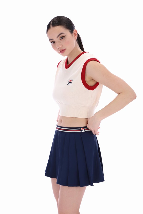 Cream Fila Heritage Crop Women Sweatshirts | 0517DBFGM