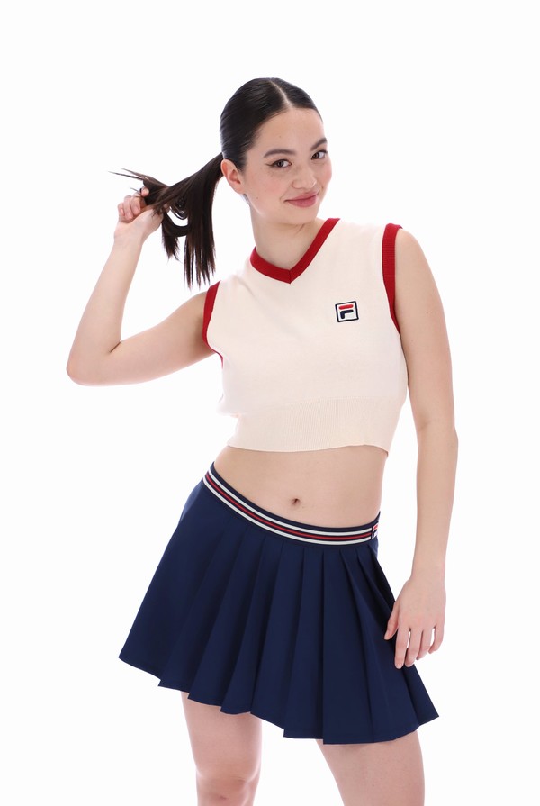 Cream Fila Heritage Crop Women Sweatshirts | 0517DBFGM