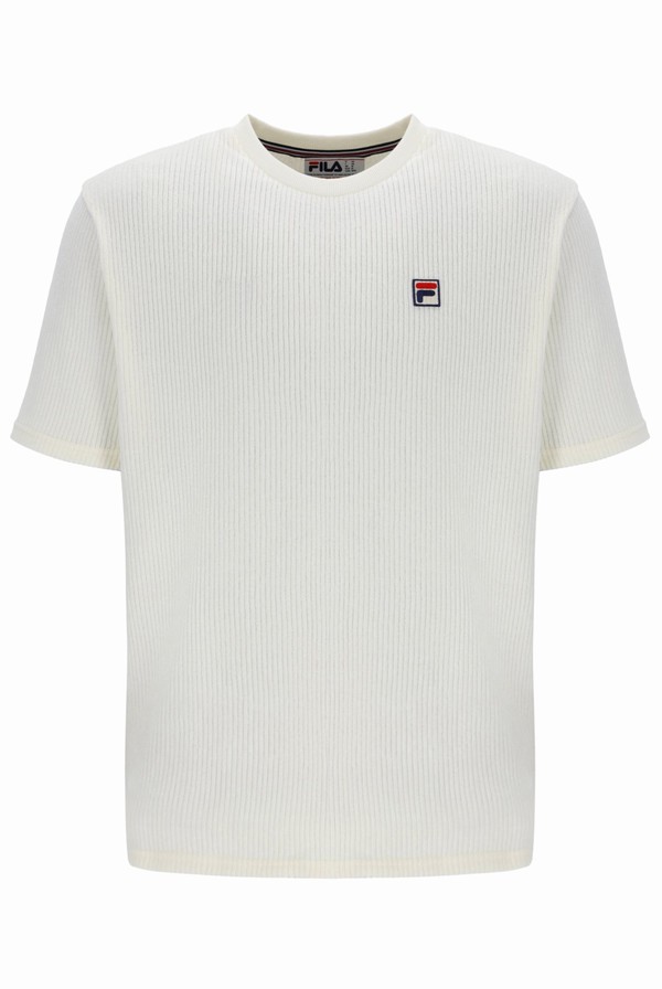 Cream Fila Tatum Drop Needle Terry Men T-shirts | 0643JDVNW
