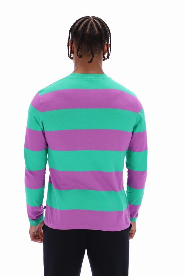 Deep Mint / Purple Fila Morley Oversized Stripe Long Sleeved Pocket Men T-shirts | 4716FTLSE