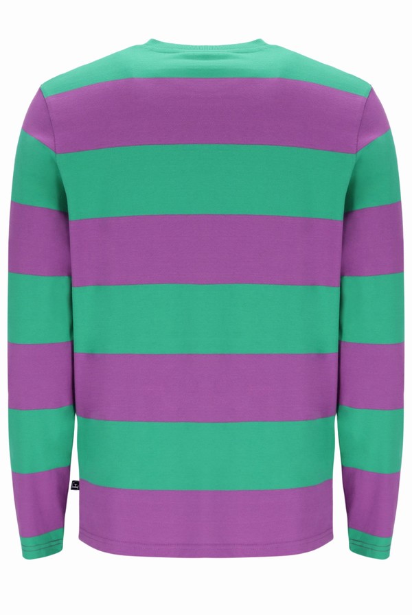 Deep Mint / Purple Fila Morley Oversized Stripe Long Sleeved Pocket Men T-shirts | 4716FTLSE