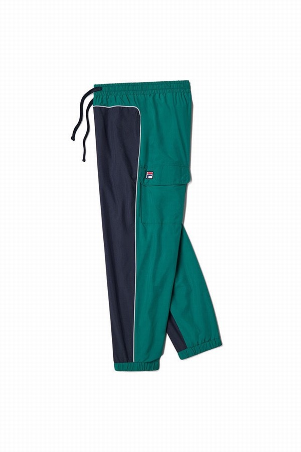 Green / Black Fila Bicolor Men Bottoms | 2917ZFSCV