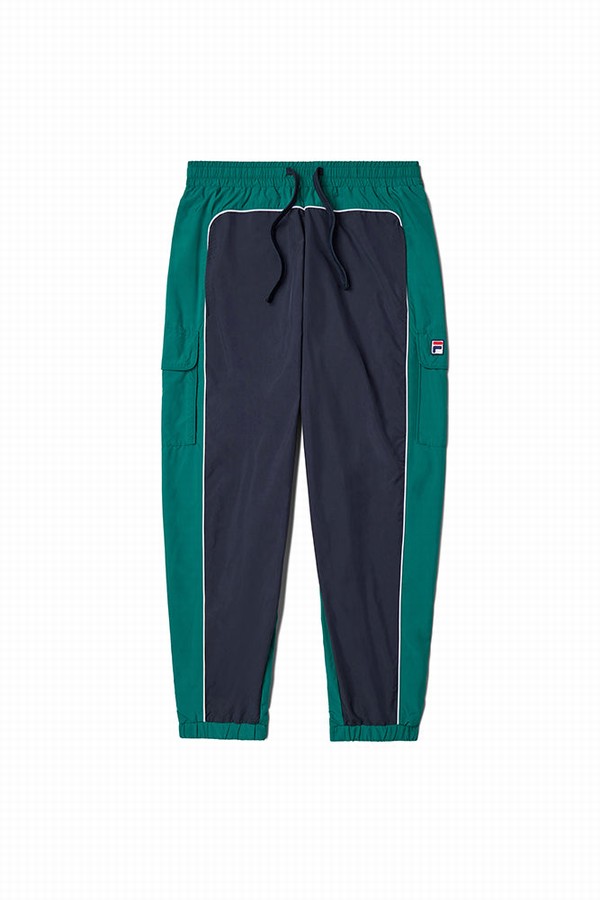 Green / Black Fila Bicolor Men Bottoms | 2917ZFSCV
