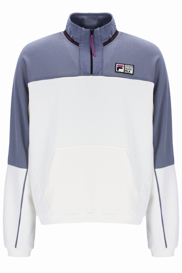 Grey Fila Peak Sweat 1/4 Zip Men Sweatshirts | 1689SJDRK