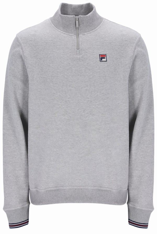 Grey Fila Ramy F Box 1/4 Zip With Yarn Dye Cuff Men Tracksuits | 7560ODLCM