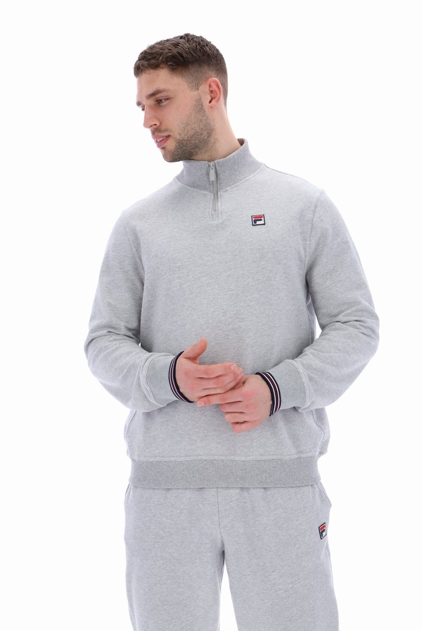 Grey Fila Ramy F Box 1/4 Zip With Yarn Dye Cuff Men Tracksuits | 7560ODLCM