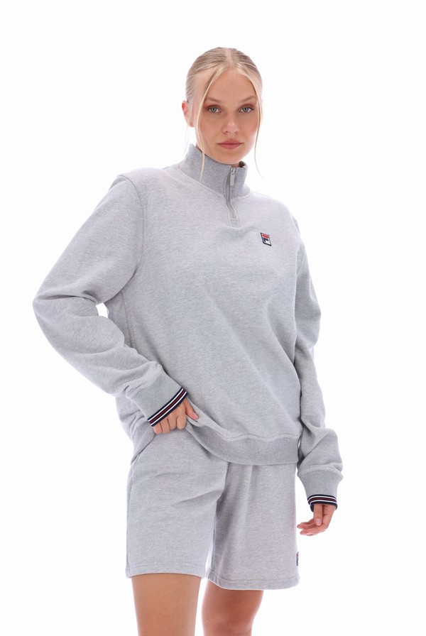 Grey Fila Ramy F Box 1/4 Zip With Yarn Dye Cuff Men Tracksuits | 7560ODLCM