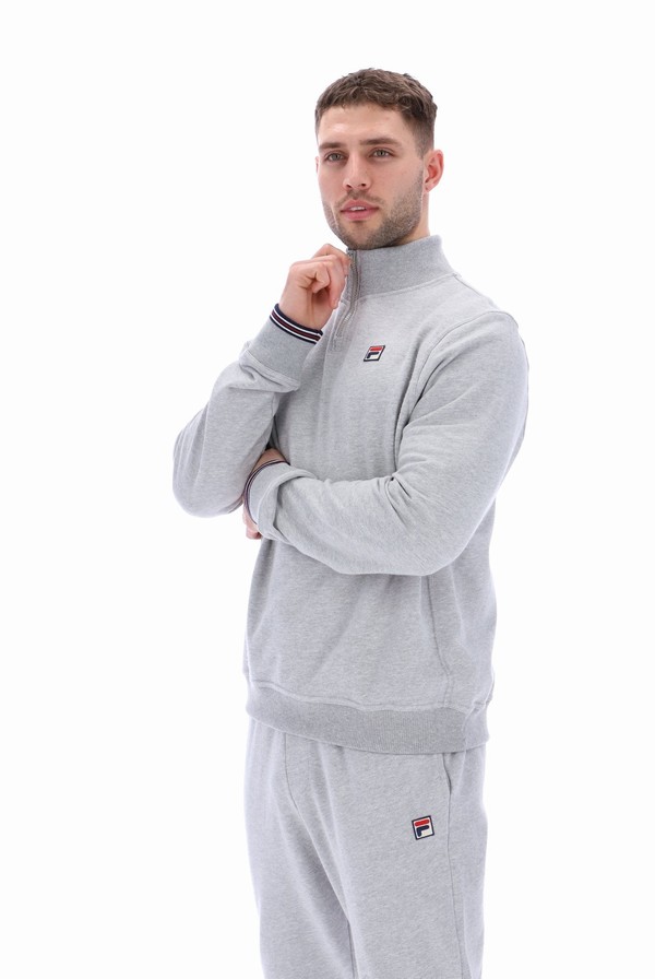 Grey Fila Ramy F Box 1/4 Zip With Yarn Dye Cuff Men Tracksuits | 7560ODLCM