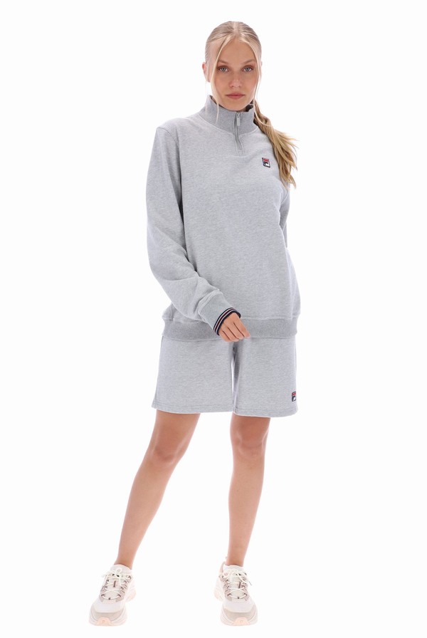 Grey Fila Ramy F Box 1/4 Zip With Yarn Dye Cuff Men Tracksuits | 7560ODLCM