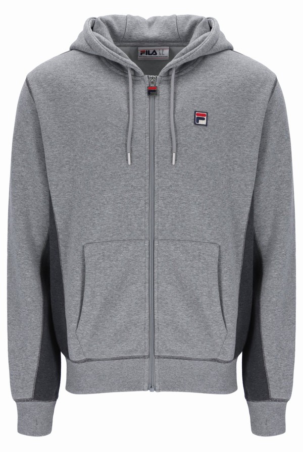 Grey / Grey Fila Mick Zip Through Men Hoodie | 6598BRPFN