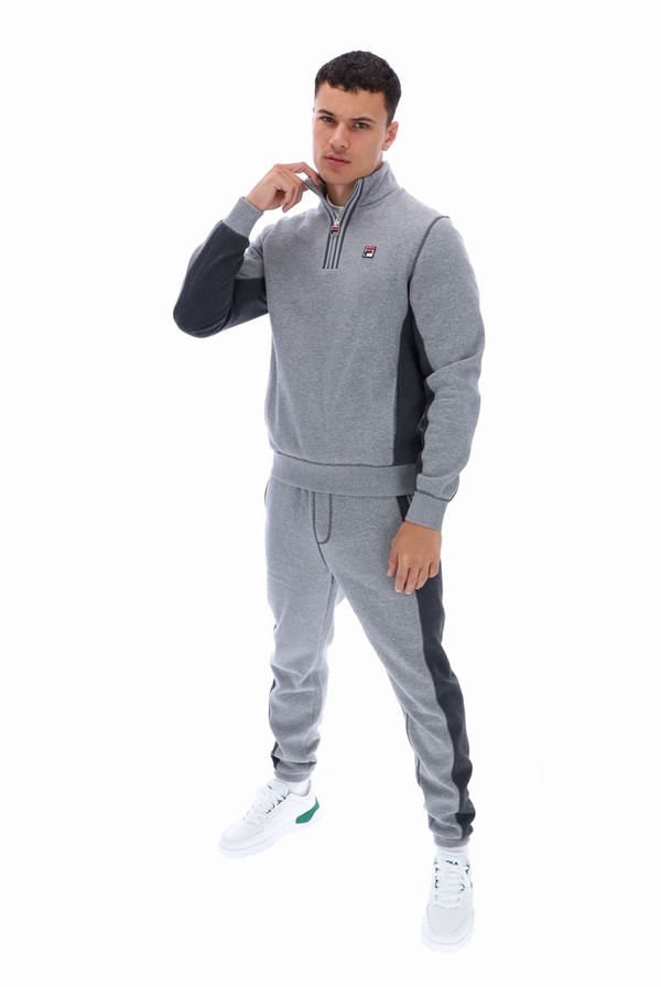 Grey / Grey Fila Taylor 1/2 Zip Men Tracksuits | 3079KFBIA