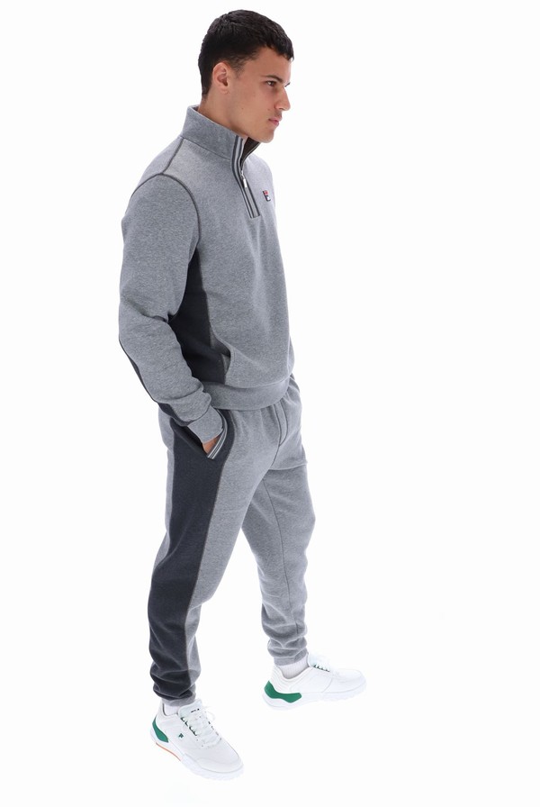 Grey / Grey Fila Taylor 1/2 Zip Men Tracksuits | 3079KFBIA