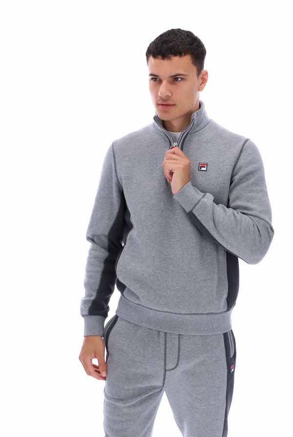 Grey / Grey Fila Taylor 1/2 Zip Men Tracksuits | 3079KFBIA