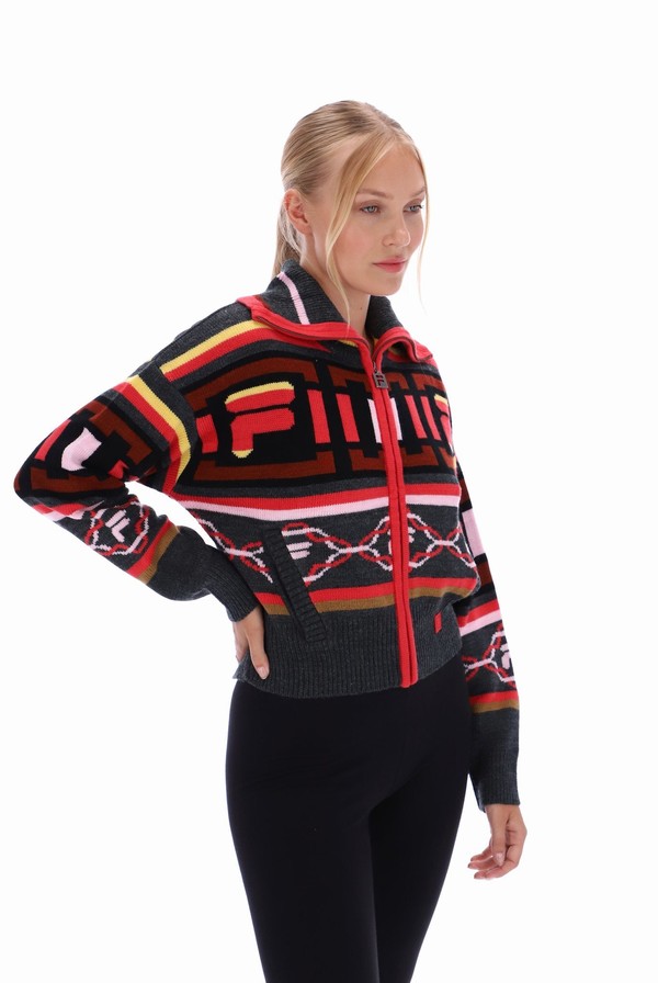 Grey / Multicolor Fila Charlie Knitted Oversized Women T-shirts | 1546CDPJZ