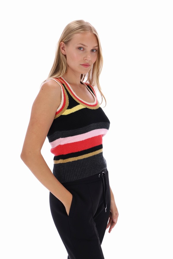 Grey / Multicolor Fila Lorri Knitted Tank Women Vest | 9736ZBNGC
