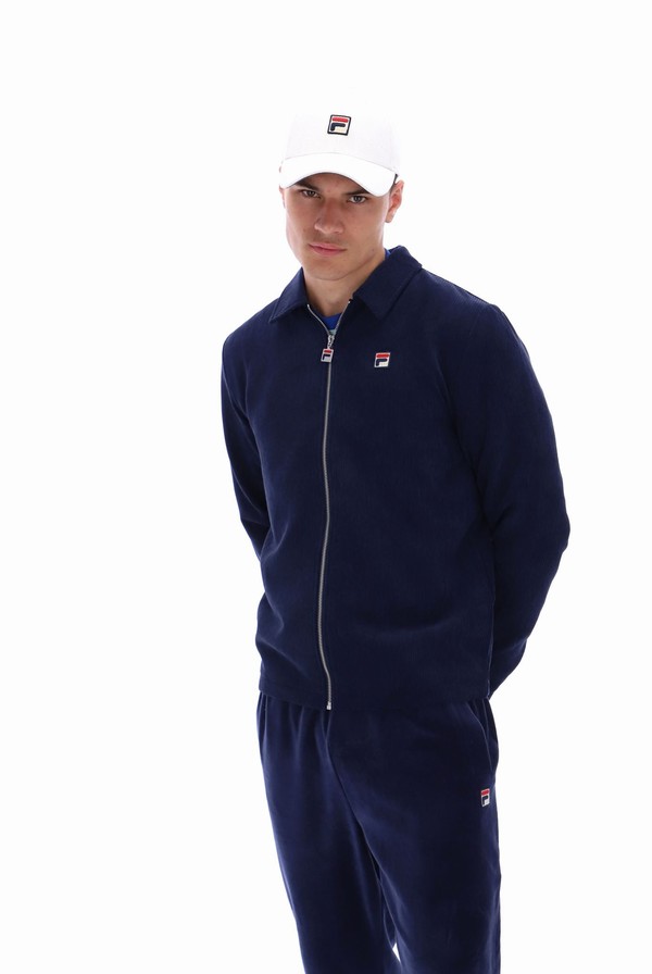 Navy Fila Carter Zip Through Coach Men Jackets | 8613EXWBY