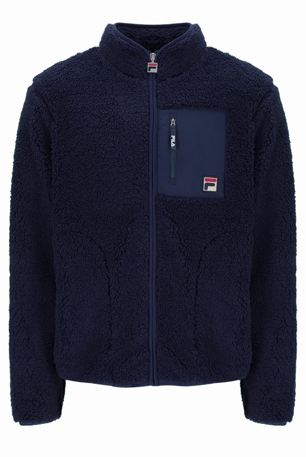 Navy Fila Cormac Tonal Zip Through Fleece Men Sweatshirts | 7940UHATK