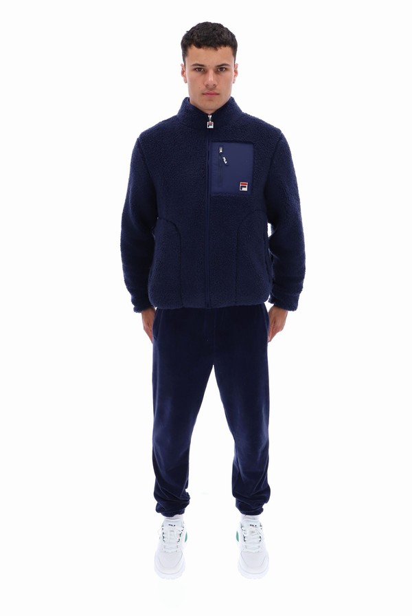 Navy Fila Cormac Tonal Zip Through Fleece Men Sweatshirts | 7940UHATK