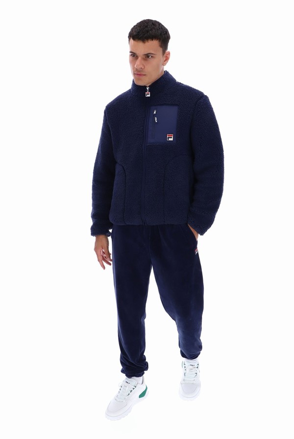 Navy Fila Cormac Tonal Zip Through Fleece Men Sweatshirts | 7940UHATK