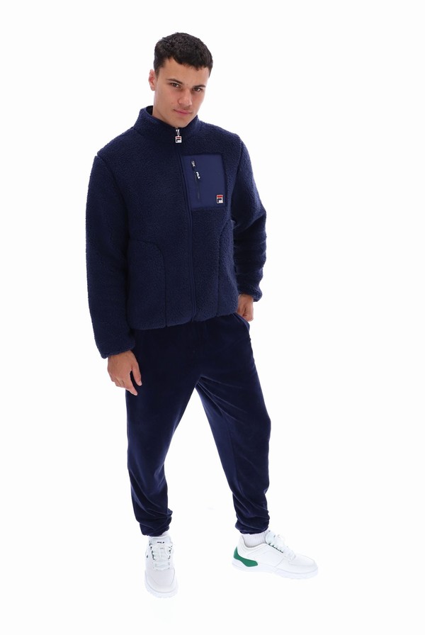 Navy Fila Cormac Tonal Zip Through Fleece Men Sweatshirts | 7940UHATK