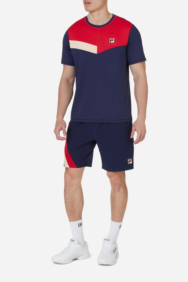 Navy Fila Pro Tennis Heritage Woven Men Shorts | 5241LWZIP