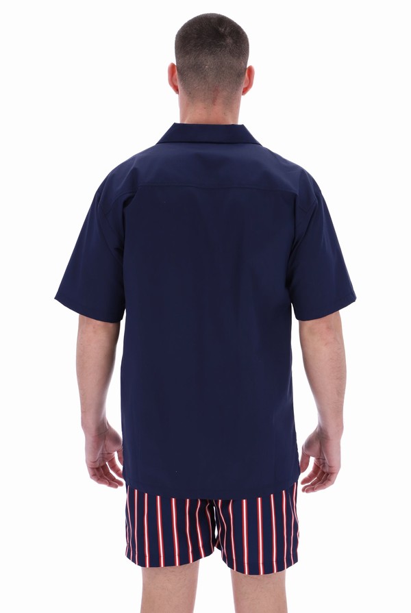 Navy Fila Soren Button Up Men T-shirts | 2031HFIOQ