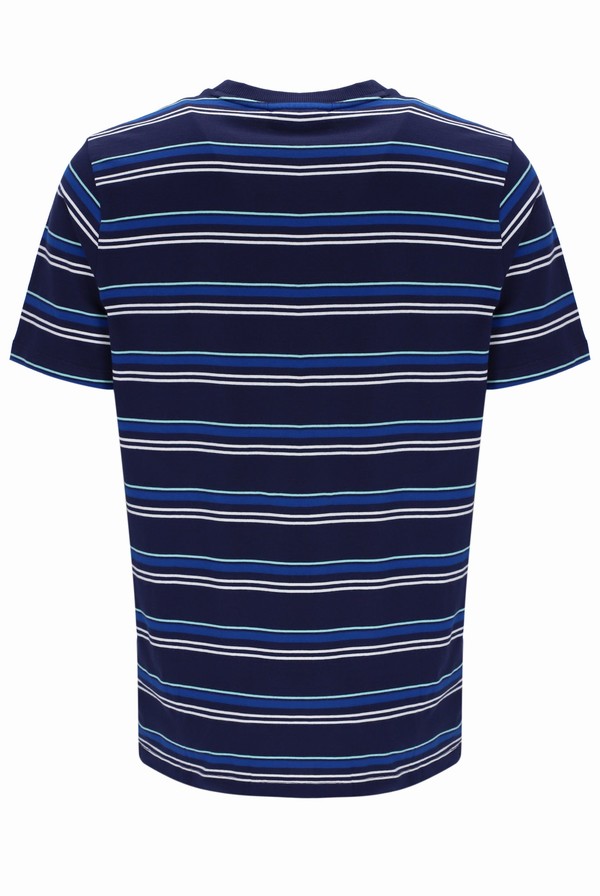Navy Fila Stan Yarn Dye Striped Men T-shirts | 4519WDONL