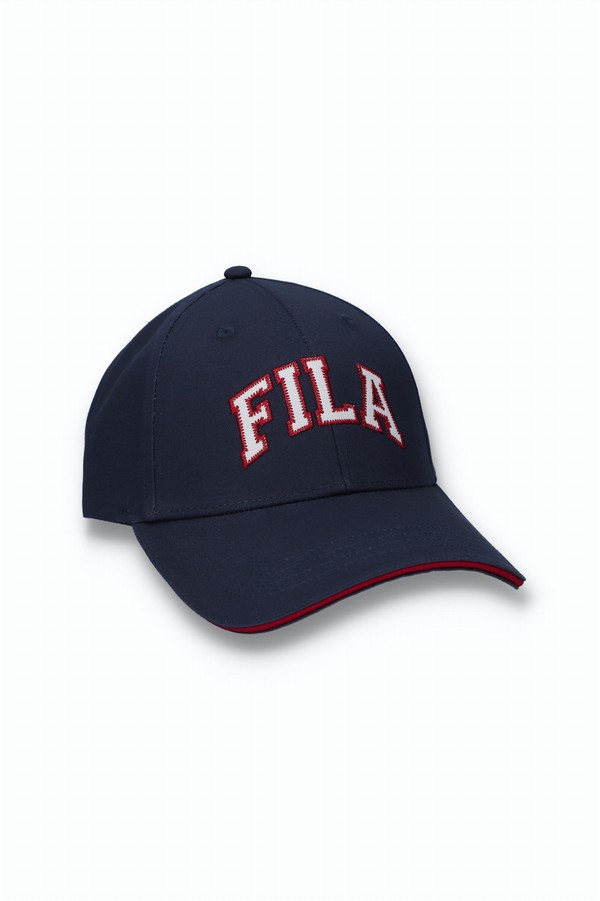 Navy Fila Swedge Baseball Men Caps | 1089RGPQZ