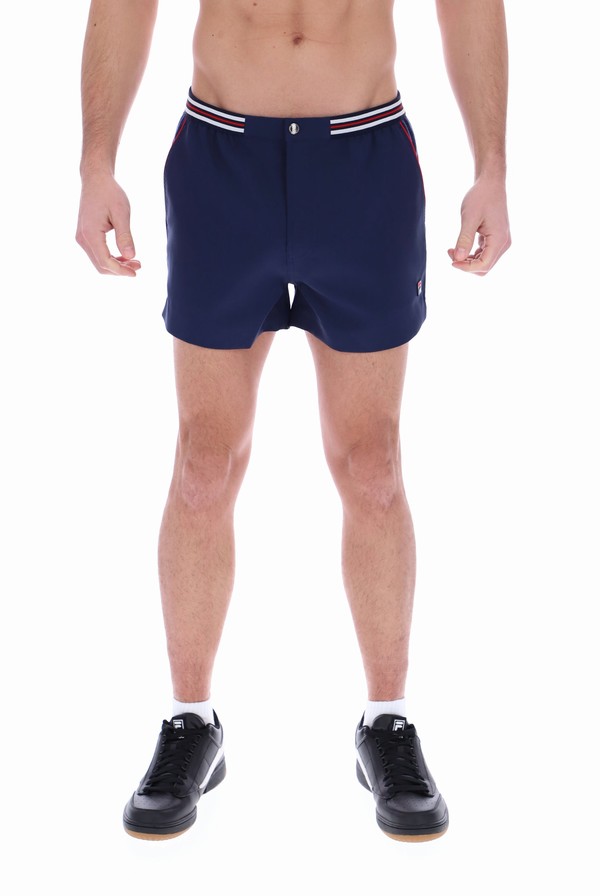 Navy / Navy / Red Fila Hightide 4 Terry Pocket Men Shorts | 1694CINJL