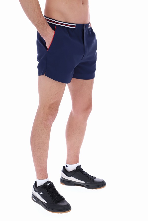 Navy / Navy / Red Fila Hightide 4 Terry Pocket Men Shorts | 1694CINJL