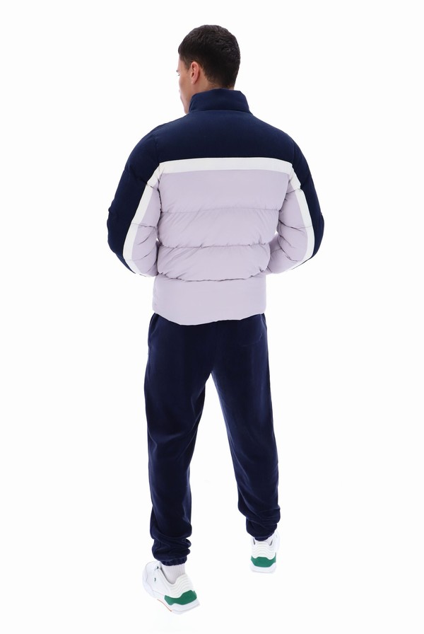 Navy / Purple Fila Rowan Corduroy Mix Colour Block Puffer Men Jackets | 8426GDMXT