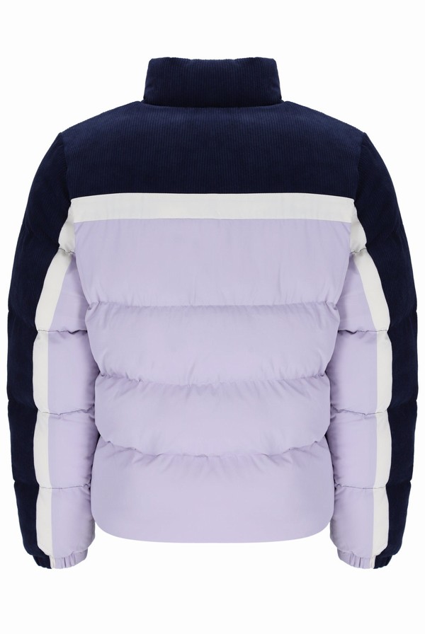 Navy / Purple Fila Rowan Corduroy Mix Colour Block Puffer Men Jackets | 8426GDMXT