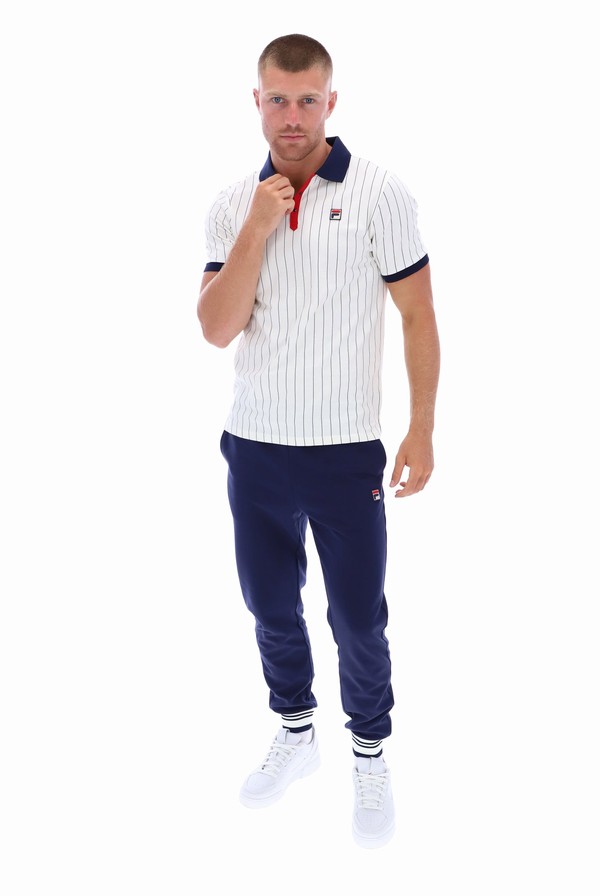 Navy / Red Fila BB1 Classic Vintage Striped Men Polo Shirts | 9108CKGUE