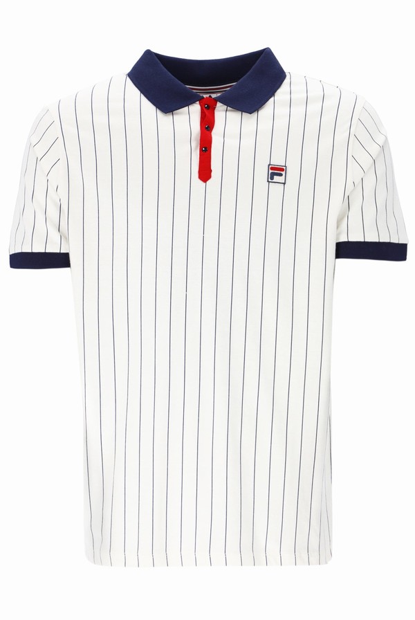 Navy / Red Fila BB1 Classic Vintage Striped Men Polo Shirts | 9108CKGUE