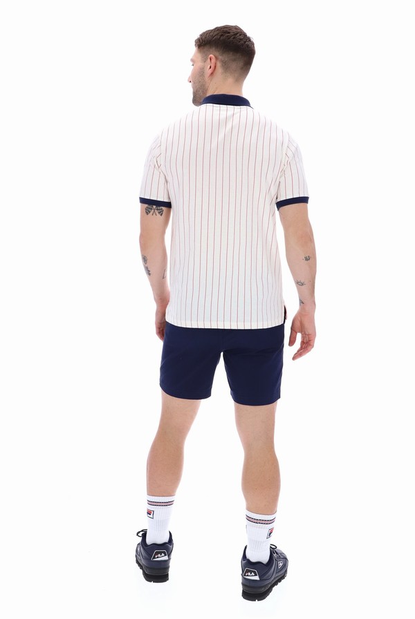 Navy / Red Fila BB1 Classic Vintage Striped Men Polo Shirts | 0486HQXOP