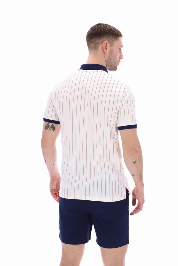 Navy / Red Fila BB1 Classic Vintage Striped Men Polo Shirts | 0486HQXOP