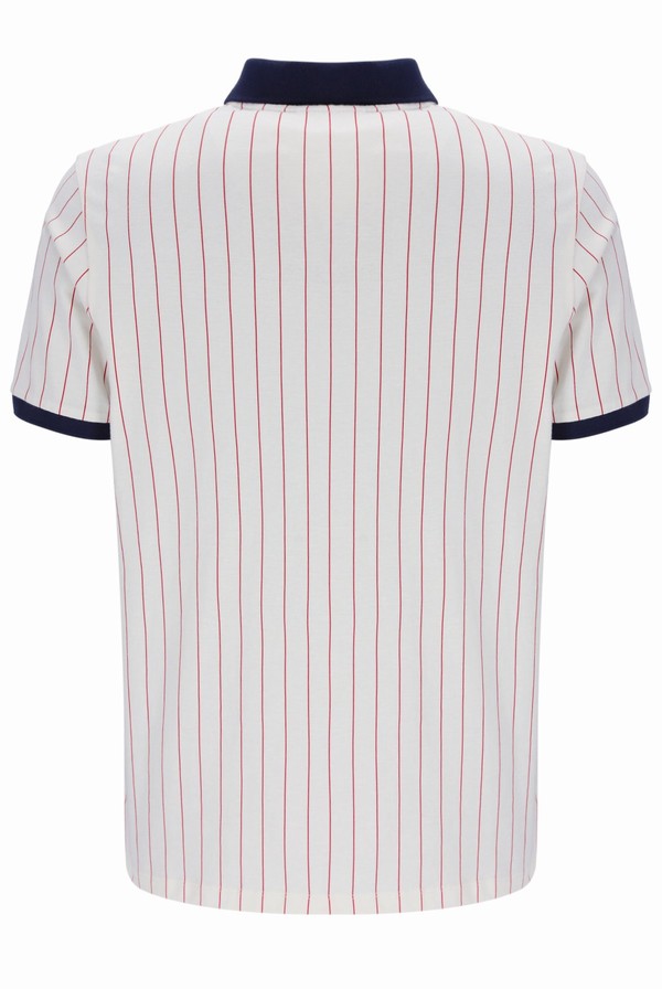Navy / Red Fila BB1 Classic Vintage Striped Men Polo Shirts | 0486HQXOP