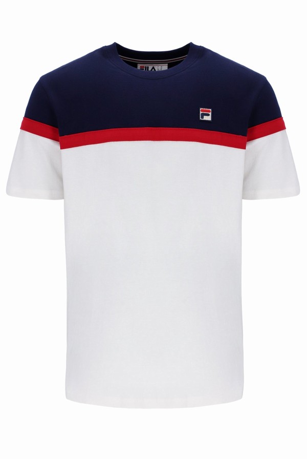 Navy / White Fila Jose Colour Block Men T-shirts | 3296ELHJA