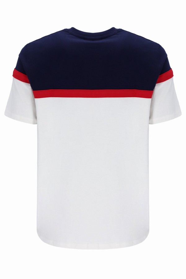 Navy / White Fila Jose Colour Block Men T-shirts | 3296ELHJA