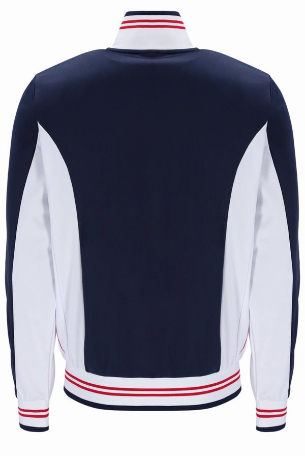 Navy / White / Red Fila Manne Settanta Inspired Zip Men Sweatshirts | 0723XPLMR