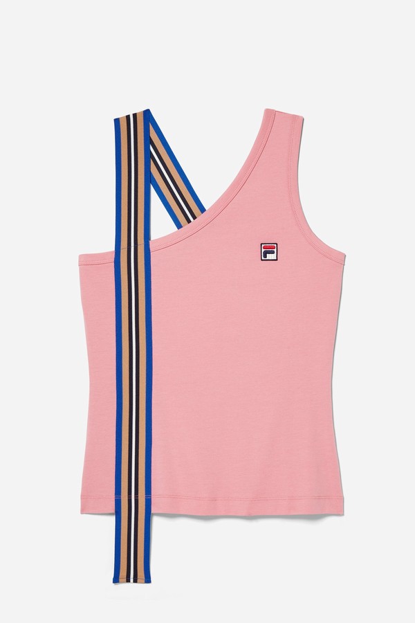 Pink Fila Asymmetrical Tank Women Co-ords | 0576GLBID