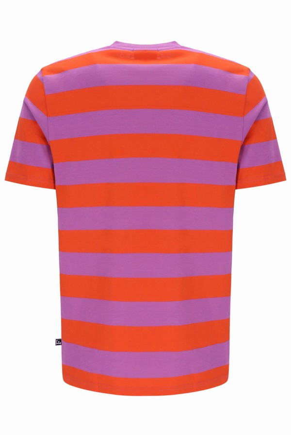 Purple Fila Barney Oversized Striped Men T-shirts | 0148QSKEO