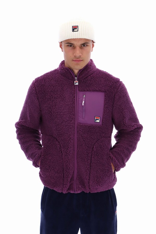 Purple Fila Cormac Tonal Zip Through Fleece Men Sweatshirts | 8273FRTEO