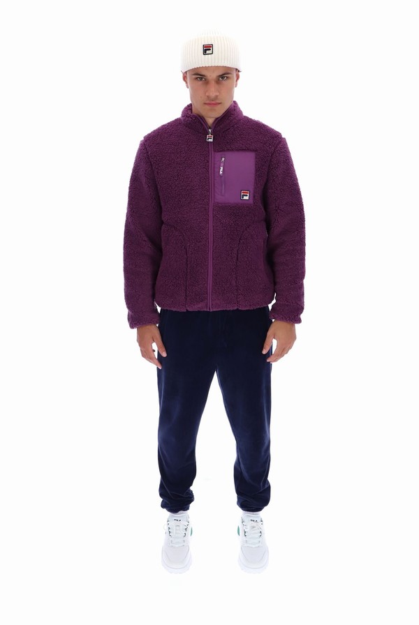 Purple Fila Cormac Tonal Zip Through Fleece Men Sweatshirts | 8273FRTEO