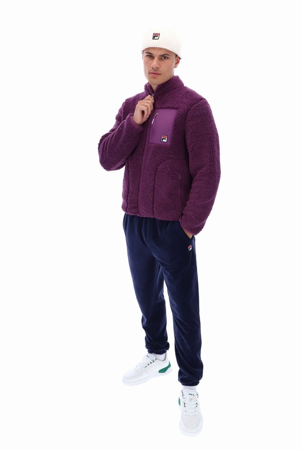 Purple Fila Cormac Tonal Zip Through Fleece Men Sweatshirts | 8273FRTEO