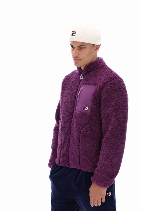 Purple Fila Cormac Tonal Zip Through Fleece Men Sweatshirts | 8273FRTEO