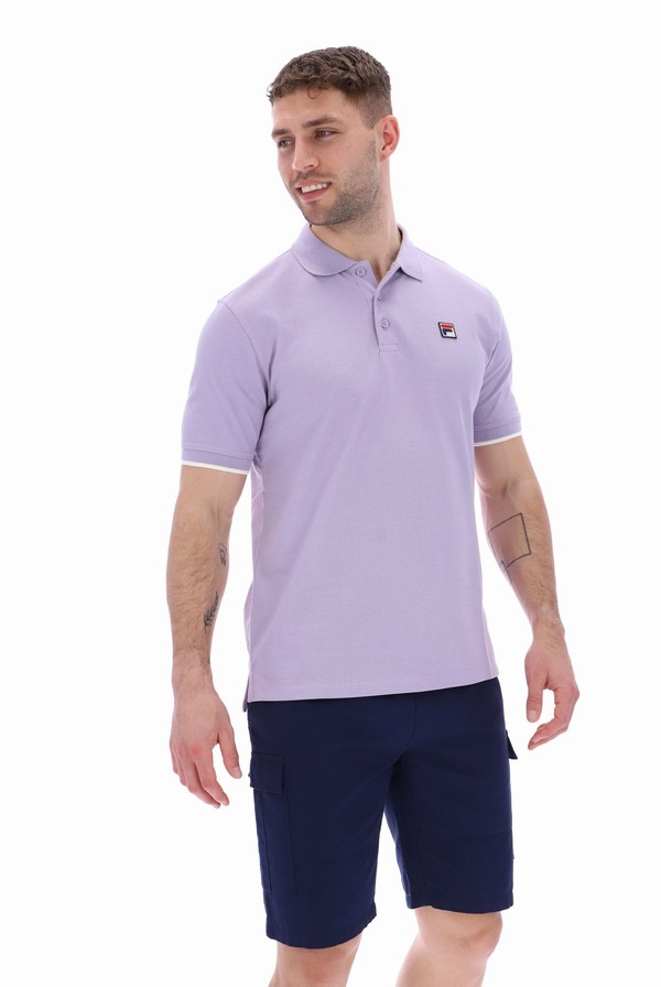 Purple Fila Custom Two Button Tipped Rib Basic Men Polo Shirts | 5316JZOTU