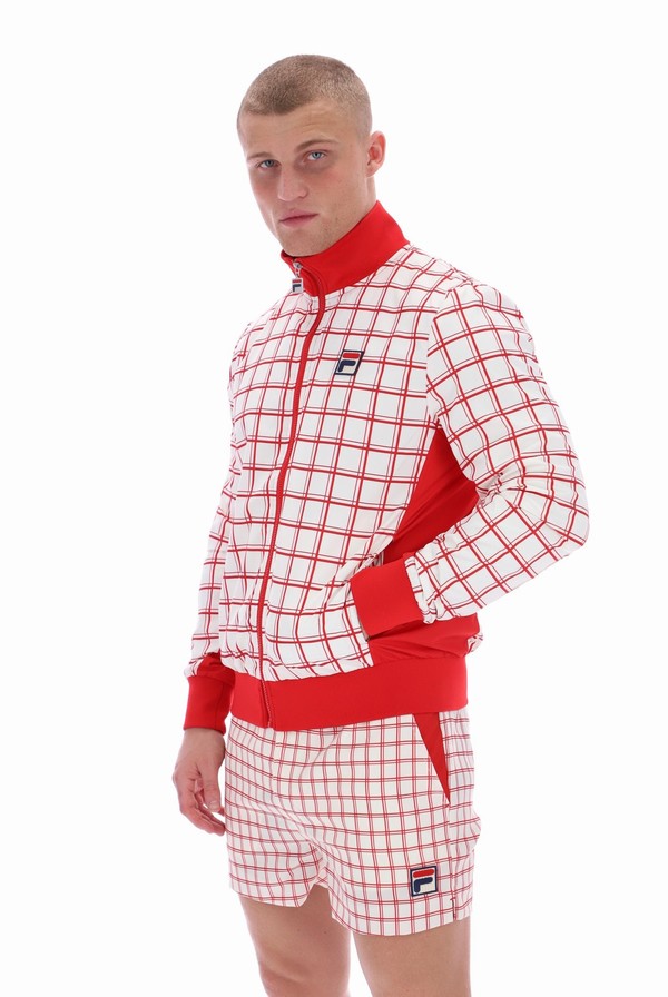 Red Fila Morgan Check Men Track Top | 0938AZLUR