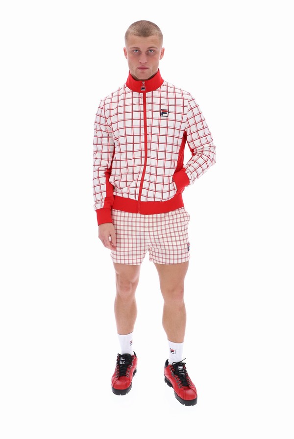 Red Fila Morgan Check Men Track Top | 0938AZLUR