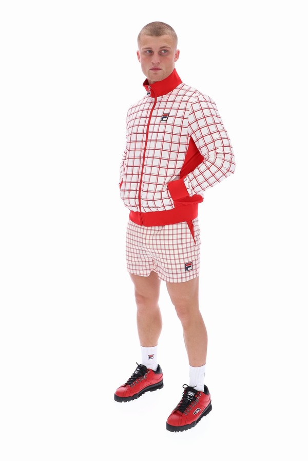 Red Fila Morgan Check Men Track Top | 0938AZLUR